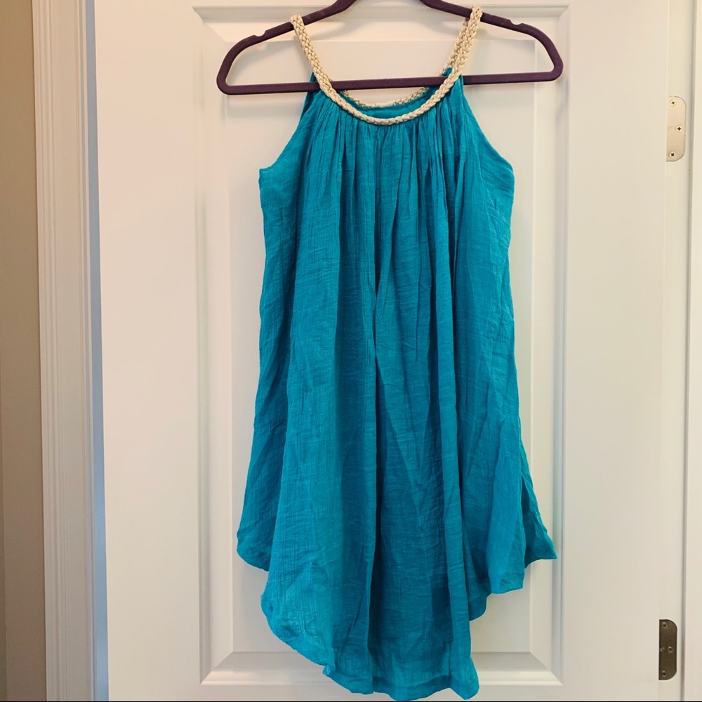 Aqua Shift Crepe Dress/Beach Cover up